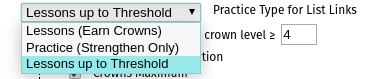 Practice Type Options